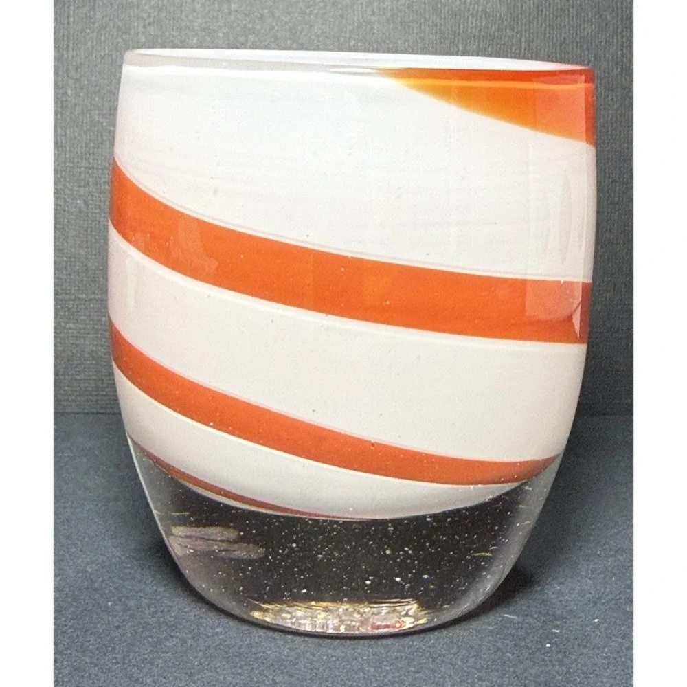 Glassybaby Candle Holder CANDY CANE Glass Votive‎ Holder Pre Triskelion 1960
